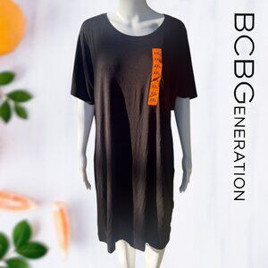 BCBGeneration | Short Sleeve Midi Dress | Black Onyx | XXL | NWT